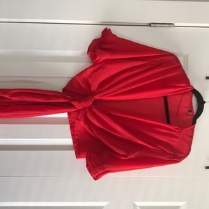 Red chiffon tie top